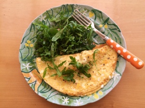 Wild garlic and goats cheese omelette